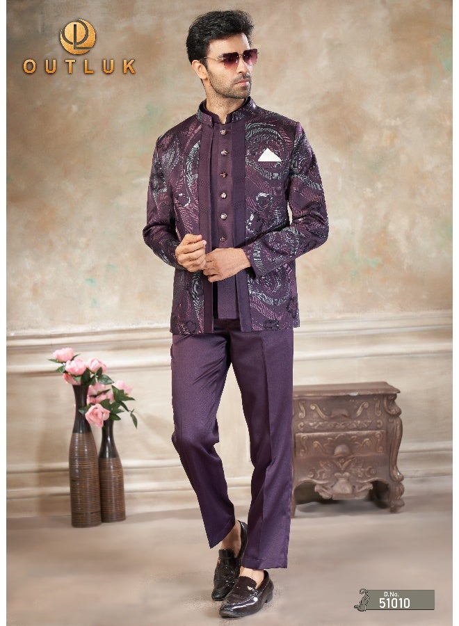 OUTLUK Purple Jodhpuri Suit for Men - Image 1